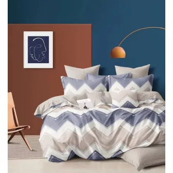   California bézs csíkos rombusz mintás ágyneműhuzat garnitúra 3 részes