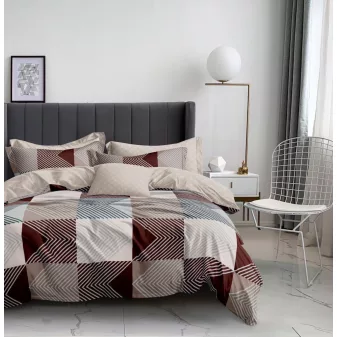   California bordó kocka mintás ágyneműhuzat garnitúra 3 részes