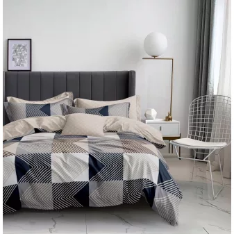   California kék kocka mintás ágyneműhuzat garnitúra 3 részes