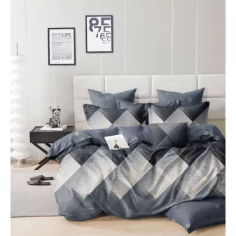   Monaco kék rombusz mintás ágyneműhuzat garnitúra 3 részes