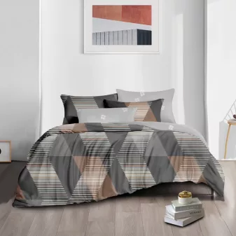   Monaco szürke barnás rombusz mintás ágyneműhuzat garnitúra 3 részes