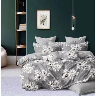   Alice szürke fehér margarétás ágyneműhuzat garnitúra 3 részes