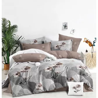 Alice szürke virágos ágyneműhuzat garnitúra 3 részes