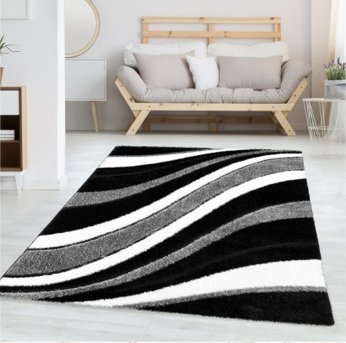 Melissa 3D shaggy szőnyeg 3070 szürke-fekete 60x110cm