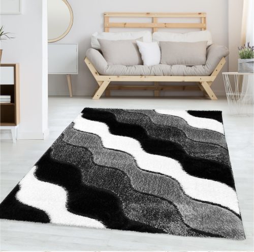 Melissa 3D shaggy szőnyeg 3071 szürke-fekete 60x110cm
