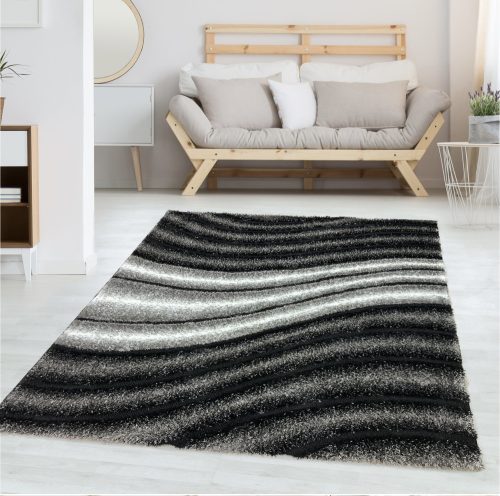    Melissa 3D shaggy szőnyeg 3074 szürke-fekete 120x170cm