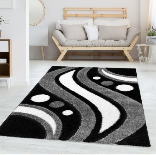 Melissa 3D shaggy szőnyeg 5094 szürke-fekete 60x110cm