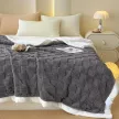   Sherpa kocka mintás kétoldalas vastag ágytakaró/pléd antracit 150x200cm