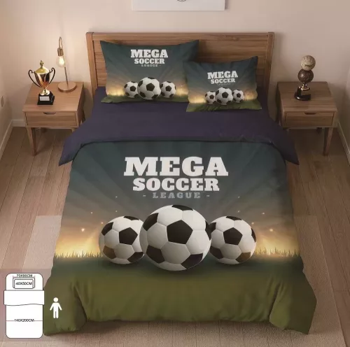 Soccer zöld három focilabda mintás ágyneműhuzat garnitúra 3 részes