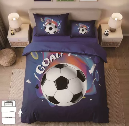 Soccer lila focilabda mintás ágyneműhuzat garnitúra 3 részes