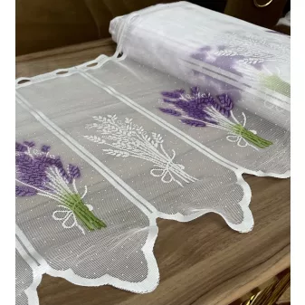   Jacquard vitrázs függöny méterben lila levendula 90cm magas