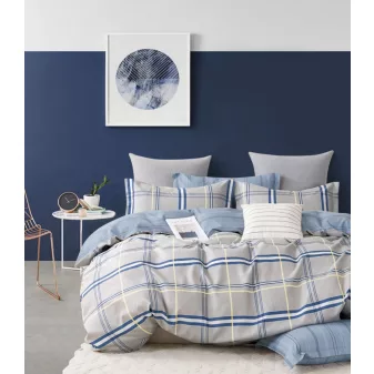   Sofia kék csíkos mintás ágyneműhuzat garnitúra 3 részes