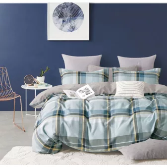   Sofia sárga kék csíkos mintás ágyneműhuzat garnitúra 3 részes