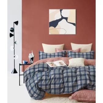   Aurela csíkos sötétkék mintás ágyneműhuzat garnitúra 3 részes