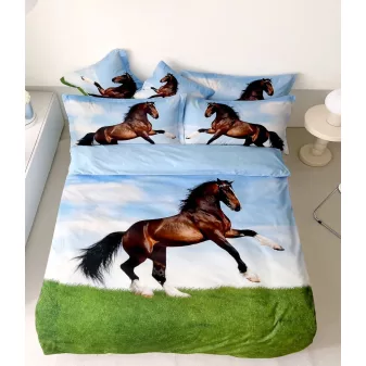   Animals barna bézs ló mintás ágyneműhuzat garnitúra 3 részes