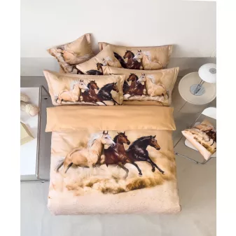   Animals fekete barna lovas mintás ágyneműhuzat garnitúra 3 részes