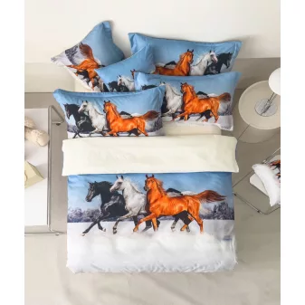   Animals fehér barna lovas mintás ágyneműhuzat garnitúra 3 részes