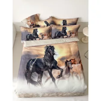   Animals fekete ló mintás ágyneműhuzat garnitúra 3 részes